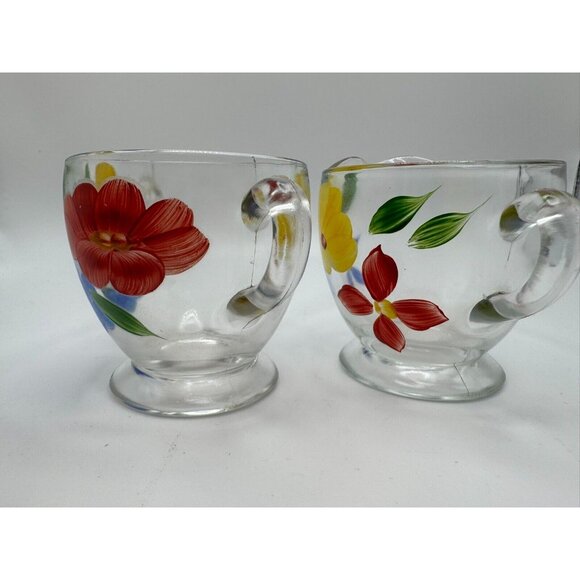 Vintage Bartlett Collins Creamer Sugar Bowl Floral Red Yellow Gay Fad 50’s Vtg - Picture 6 of 8